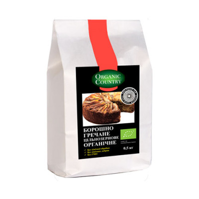 Борошно гречане ORGANIC COUNTRY цільнозернове органічне, 0,5 кг