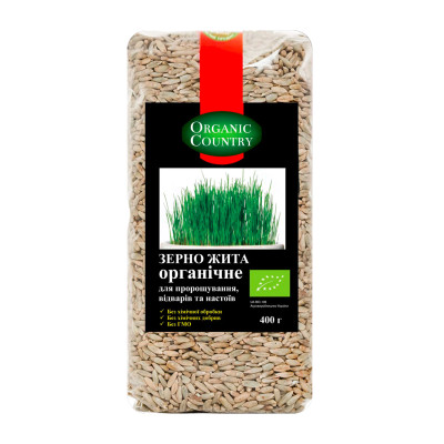 Зерно жита для пророщування ORGANIC COUNTRY відварів і настоїв органічне, 400 г