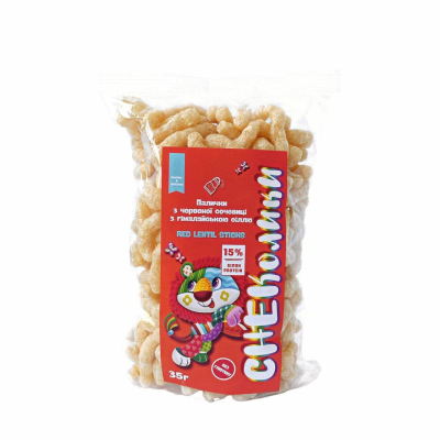 Палички СНЕКолики з червоної сочевиці з гімалайською сіллю, Gluten Free, 35 г, Healthy Generation