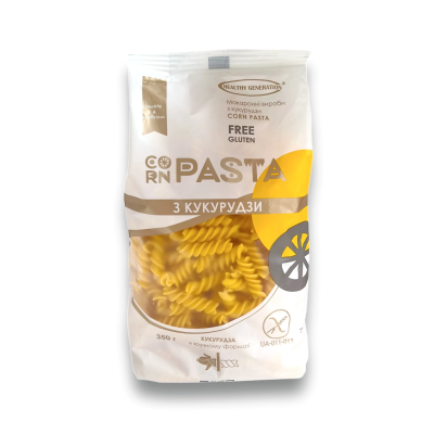 Макарони  CORN PASTA з кукурудзи, Fusilly 350г, Healthy Generation