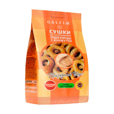 Сушки з пророщеної пшениці з кунжутом Galfim 200 г