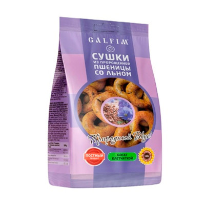 Сушки з пророщеної пшениці з льоном Galfim 200 г