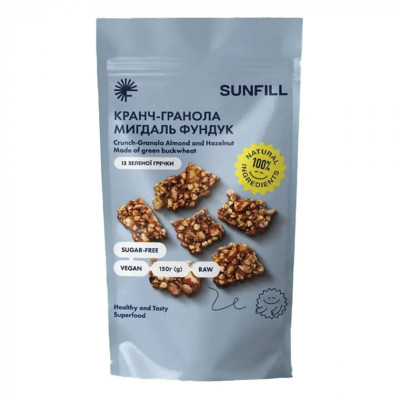 Кранч гранола Sunfill  Миндаль Фундук 150 г RAW Granola