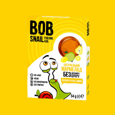 Мармелад натуральний Bob Snail Яблуко-Груша-Лимон 54 г