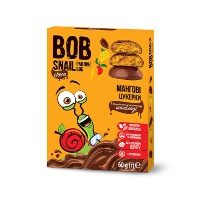 Цукерки манго без цукру Bob Snail в бельгійському шоколаді 60 г
