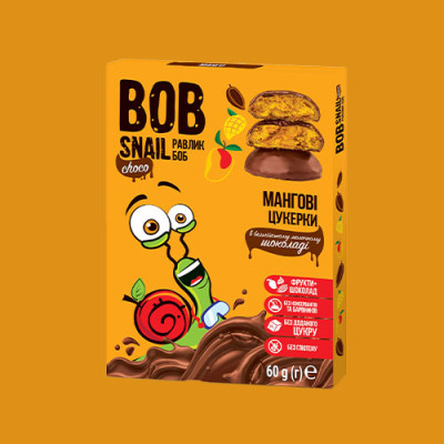 Цукерки манго без цукру Bob Snail в бельгійському шоколаді 60 г