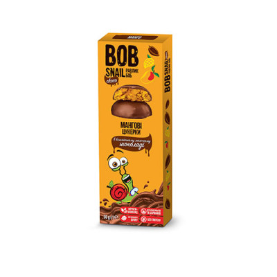 Цукерки манго без цукру Bob Snail в бельгійському шоколаді 30 г