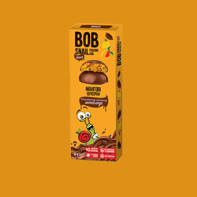 Цукерки манго без цукру Bob Snail в бельгійському шоколаді 30 г